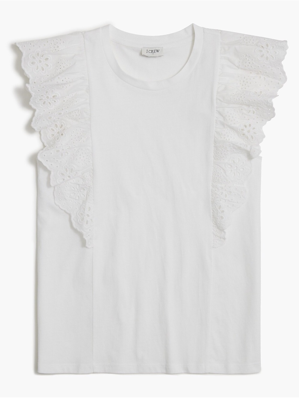 J. Crew White Crewneck Tank with Subtle Pink Detail